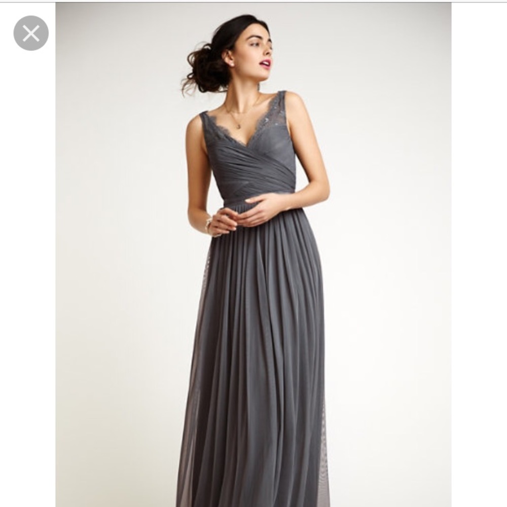 Anthropologie BHLDN Fleur dress in pewter- size 4